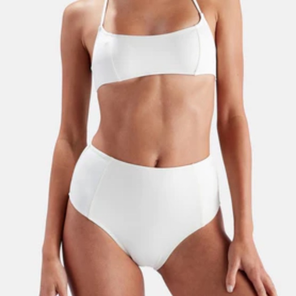 Solid & Striped High Rise Jessica White Bikini Bottom